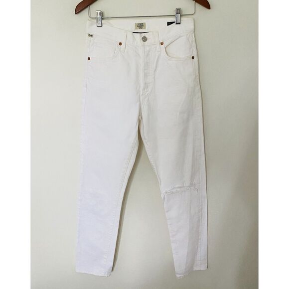 Citizens Of Humanity Liya High Rise Classic Fit Distressed White Denim Jeans 24 - Picture 3 of 13